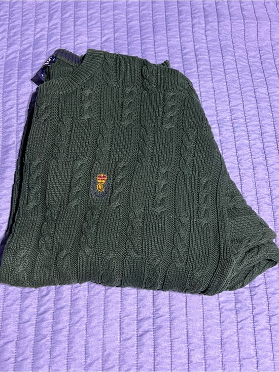 Ralph Lauren Other - Chaps Ralph Lauren Dark Green Cable-Knit Crewneck Sweater with Crest Emblem XL